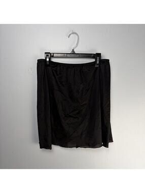 Vintage 90s Vassarette Black Half Slip Mini Skirt Size L Nylon Y2K Grunge